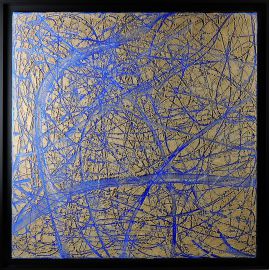 "MATERIOGRAPHY" n°17 Sable sur Bleu de Venise 75x75cm
