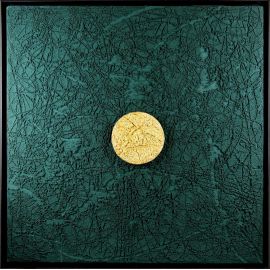 «MATERIOGRAPHY» n°21 Gold on Cyanine green 39,4x39,4in.
