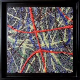 "MATERIOGRAPHY"n°219 Lignes de Verre sur Graphite 30x30cm
