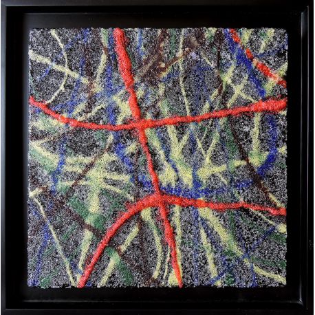 "MATERIOGRAPHY"n°219 Lignes de Verre sur Graphite 30x30cm